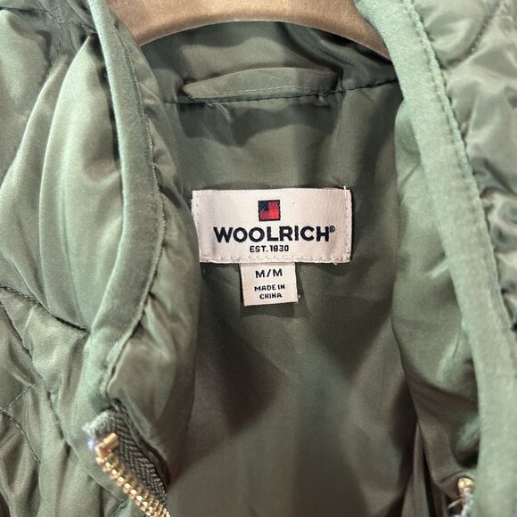 Woolrich Womens Quilted Down Puffer Vest Olive Green M Gorp Core Hiking Outdoor - Picture 2 of 11